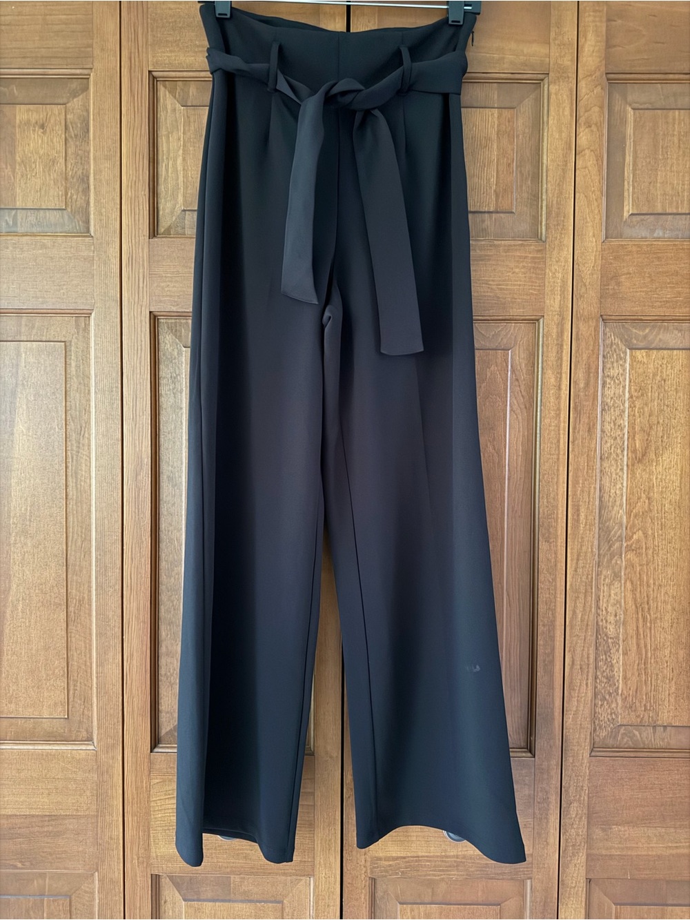 Leith Black High-Rise Wide Leg Tie-Waist Pants